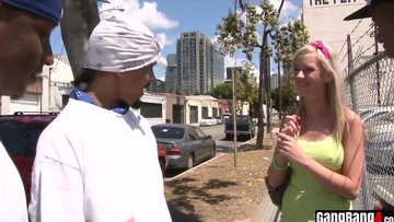 Busty teen pleases a bunch of BBC dudes