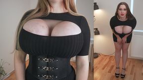 Busty babe flaunts massive cleavage in lacy lingerie on sultry date night