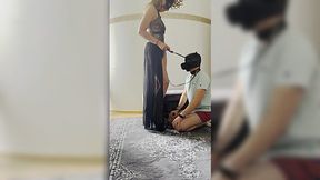 Submissive Guy In Doggy Mask Licks His Mistress's Feet To Be Bestowed With Footjob
