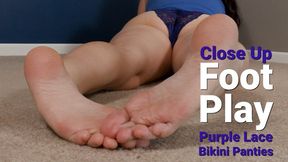 Close Up Foot Play With Ass and Purple Lace Bikini Panties - Kylie Jacobsx - MP4 1080p HD