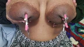 Using Pink 💗 Nipple Clamps + Chain
