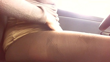 Italian student drives and masturbates in a public parking lot