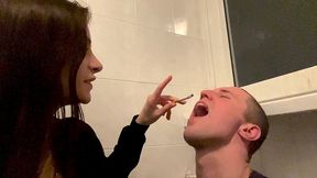 amateur close-up human ashtray and spitting femdom with smoking mistress sofi
