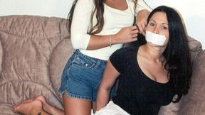 One Barefoot Step-Sister Ties and Gags The Other Barefoot Step-Sister - Happens All The Time!