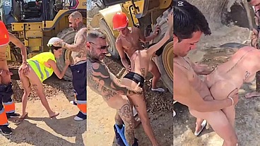 We are at the construction site, the inspection girl comes and asks us for papers and we give her cock.