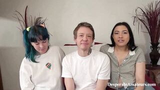 Casting compilation Desperate Amateurs 3Some spitroast action