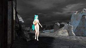 Hatsune Miku Hello Planet Project diva Nude Mod Full Nude Cat Costume