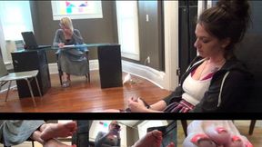 Step-Daughters Face Becomes A Resting Foot Stool When She Cant Bring Grades Up In School