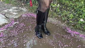 Wet and muddy walk with my designer leather boots