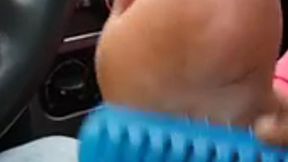 Ms N's Foot Tickle With The Brush
