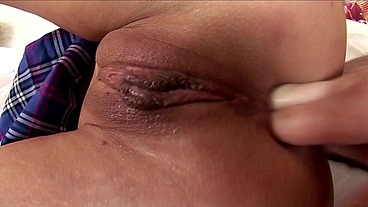 Natalia ,hot student, gives her ass to Vlad. He finger and deep fuck the young ass. She get facial cumshot