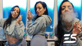 Sporty smoking on a super windy day