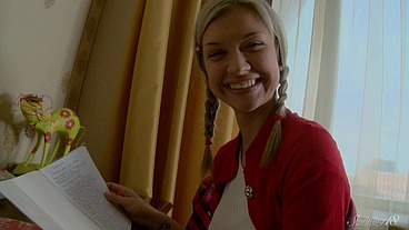 Teen Blonde Elanna W Stuffs Her Ass With A Dildo!