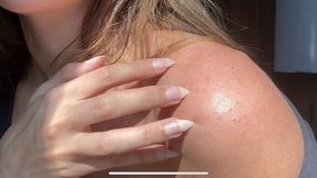 Nail Goddess scratching your back with natural long nails