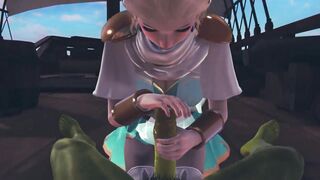 Adorable elf jerking off orc penis point of view