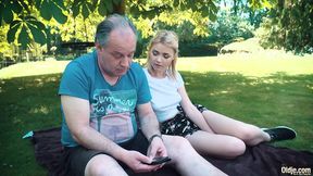 Old dude ragers on naive chick's grass, blowby's the prize: raw, reckless, ravaging