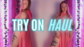 try on pink dress