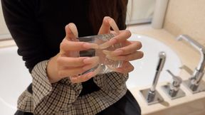 #241 - Tapping glass with long natural claws