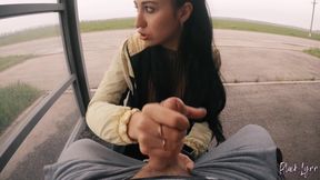 Risky Blowjob on a Bus Station Near the Road - Almost Caught! - Black Lynn