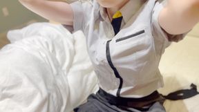 Flirty creampie session with an 18-year-old MC employee