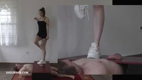 Mistress Cassy's cigarette break at the slave's happy finish A picture in a picture wmv