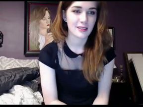 Dark haired slender web cam nympho with pale tits used toy for her solo