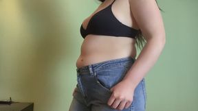 got some fat and try to put on old jeans