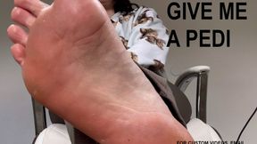 Give Me A Pedi - Princess Storm rewards her good foot slave in this sexy clip featuring dirty socks, filthy feet, sole licking, and more