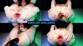 eggplant anal gapes (teen, doggystyle, fart, close up, fishnet, labia, farts, gape, anal, hardcore, huge toy, vegetable, destroyed asshole, all natural, brunette, gaping, farting, glasses, orgasm)