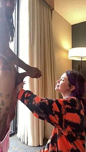 WWE Fan BecTheBarbie Gags on Huge Dick and Takes a Facial