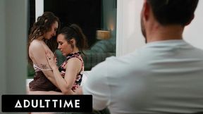 Lesbian trio gangbang: Brunette Liz gets hammered by Sinn Sage to please her BF