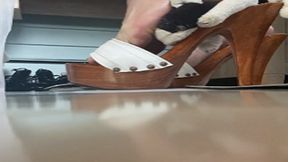 Mommy Feet Fetish: I make my naughty boy watch me as I try on my New Sexy Kiara Mules and punish his favorite toy.