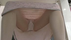 Clip wearing white pantyhose underneath the table WMV FULL HD 1080p