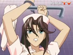 Hot hentai brunette gets handcuffed
