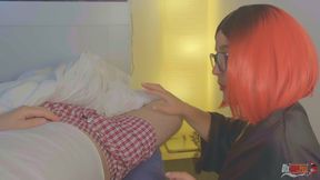 My Stepdaughter Secretly Slurps My Cum in the Morning. Leaving Red Lipstick on My Dick