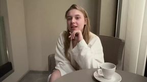 A delivery man with a big dick fucks a juicy porn actress hard and cum in the pussy. I eat his cum
