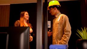 Thiago Lopez connects WiFi for Daniela Gomez, a curvy mature woman