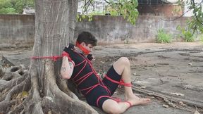 Cyclist boy is tied up before training (Part 2)