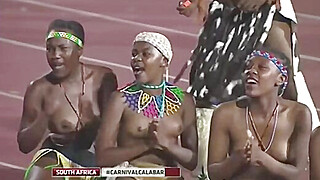 Topless South African girls dancing at carnival