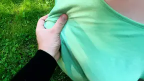 Beat up breasts in the countryside
