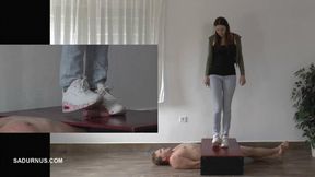 Mistress Cassy tramples while slave orgasms! picture in picture mp4