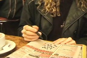 Two blonde lesbians from France pleasing one another with a thick dildo