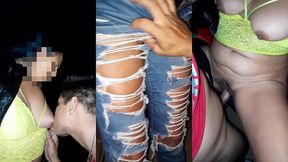 ¡despues de la fiesta jovencita pillada en la calle! el no pudo aguantar ni 3 minutos cuando ella abrio las piernas en la calle.