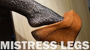 My Lazy Dangling Shoe On The Feet In Black Fishnets (MP4 HD)