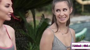 Latina lesbians seduce and satisfy yoga instructor
