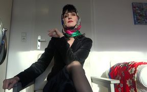 Lady Victoria Valente satin headscarf fitting