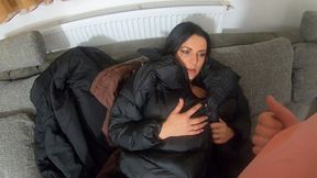 milfycalla - a lot of pee, golden shower, farting and cum on my new downjackets