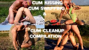 Amateur Couple's Hot Cum-Kissing, Swapping Compilations: Non-Stop Cum Cleanup Action!