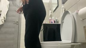 Hot blonde toilet sitting