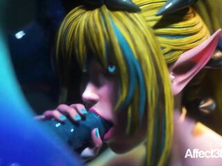 Large bazookas elves banging with monsters in a cg dream animation
